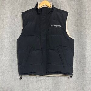 Cowboy Hardware Men Puffer Vest L Insulated 50% Down Fleece Lined Black